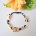 PULSERA  EN HILO NEGRO ORO GOLFILLED Y CIRCONES